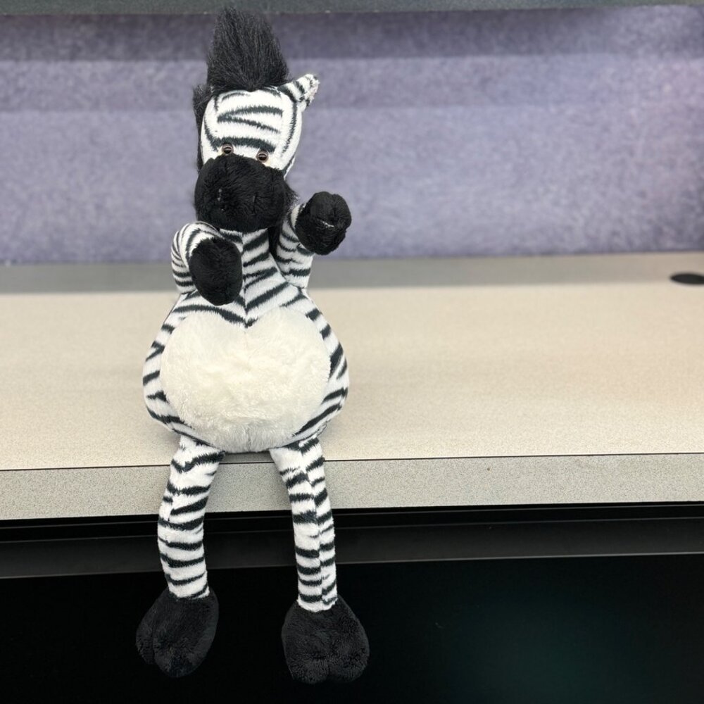 Russ‎ Berrie Black & White Zebra Fat Tummy Plush Stuffed Animal Shelf Sitter